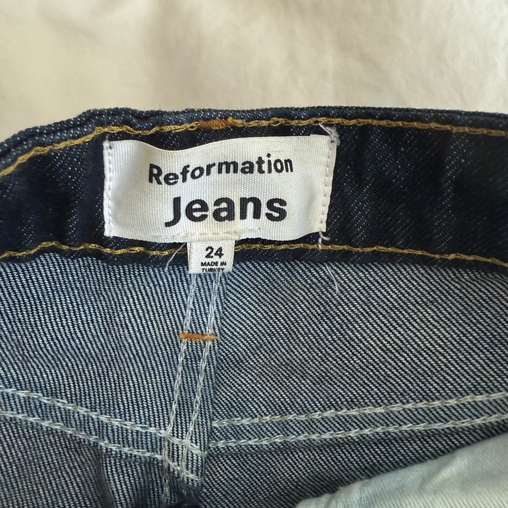 Reformation Dark Wash Straight Leg Jeans - Picture 3 of 5